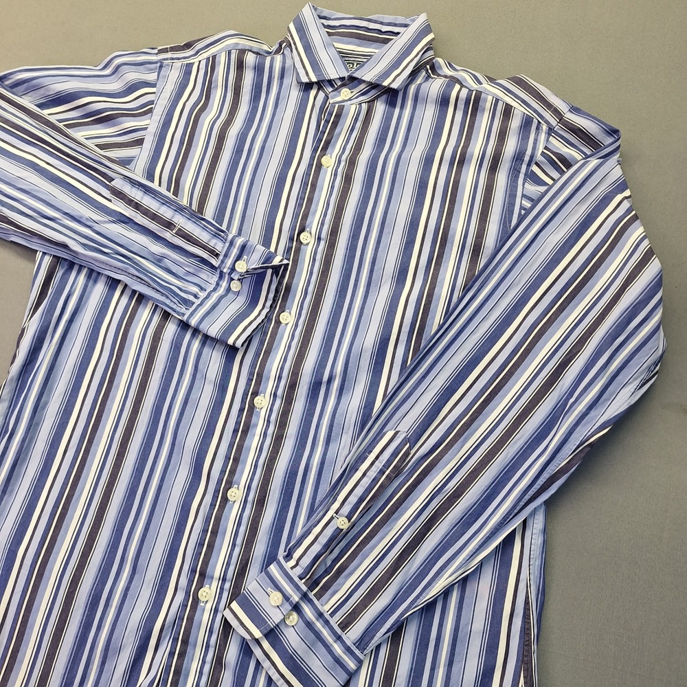 Vintage Polo Ralph Lauren Estate Classic Fit Blue Striped Mens 15 M Hong Kong